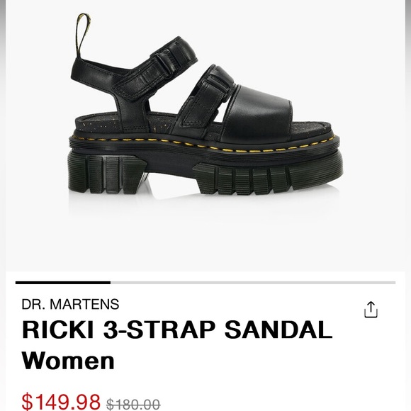 Moving sale DR. MARTENS Women's Ricki 2Strap Platform Sandals in Black EU37 USL6 - Picture 1 of 5